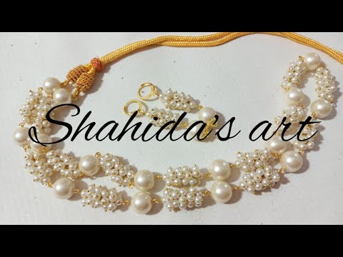 how to make fancy loreal pearl mala/necklace at home || shahida's art