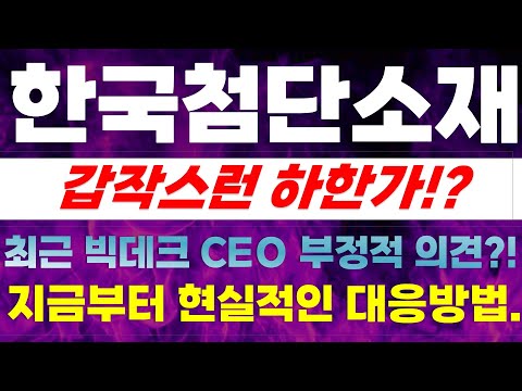 [한국첨단소재 주가전망] 갑작스런 하한가!? 최근 빅테크 CEO 부정적 의견?! 지금부터 현실적인 대응방법.