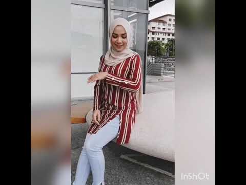 Zoe Arissa Muslimah Blouse Stripe Modest Wear