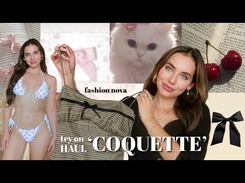 coquette haul 🍒 ⊹ ࣪ ˖ 🦢 🎀 fashion nova try on