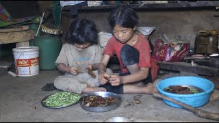 Nepali village || Cooking beans and mushroom vegetables in the village