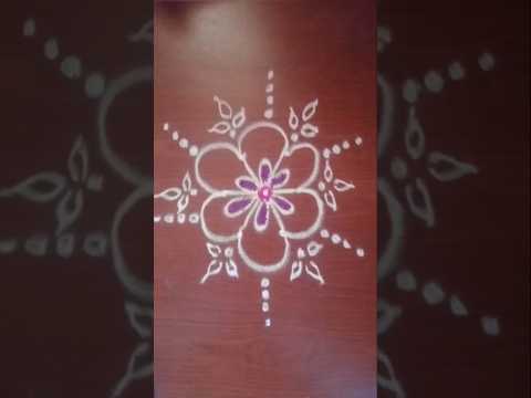 Simple and beautiful handfree rangoli design #daily #rangoli #muggulu #indianartkolam #indianrangoli