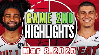 Chicago Bulls Vs Miami Heat Game 2nd Highlights Mar 8,2025 NBA Season 2024-25