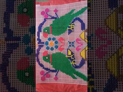 Parrot Cross ❌ Stitch 🪡 Design 😍#shortsvideo #crossstitching