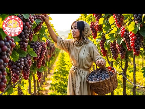 Mindblowing How Japanese Farmers Harvest Expensive Grapes |Japanese Grape Farm | Farming Documentary