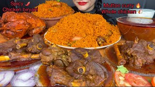 ASMR EATING CHICKEN BIRYANI,SPICY BIRYANI,WHOLE CHICKEN CURRY,MUTTON CURRY,RAITA