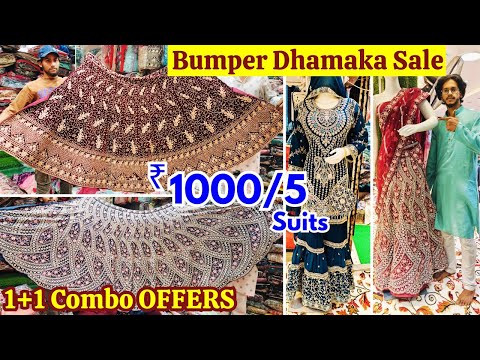 2- Days Bumper Dhamaka Sale 1000 me 5 suits Bridal Lehenga Gharara Pakistani Suits Work Sarees