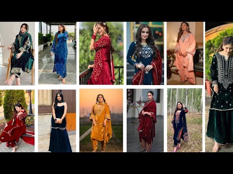 Velvet dress designs 2025 | Pakistani velvet suit designs | Elegant Partywear Velvet Dress Designs