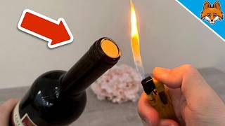 How to open a Wine Bottle with a Lighter💥(WITHOUT a Corkscrew)🤯