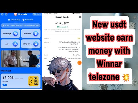 New usdt website earn money with Winnar telezone live withdrawal proof rajister and earn 💲🤑