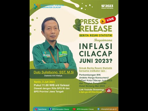 [RILIS CILACAP] BERITA RESMI STATISTIK 3 JULI 2023 #inflasi #inflasicilacap #sensuspertanian #st2023