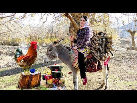 Village Lifestyle Iran: Amazing Cooking & Donkey Riding By A Girl