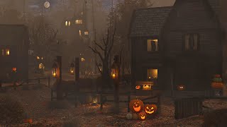 Halloween Spooky Ambience - Haunted Houses Village | Rainy Halloween