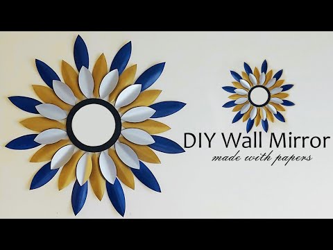 DIY Wall mirror made with papers l l Mirror Ideas for Living room