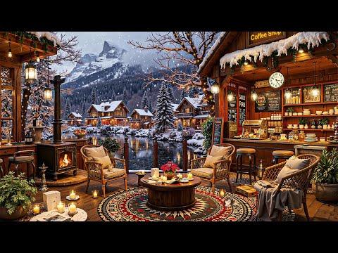 Charming Jazz Piano Music to Relax☕ Winter Lakeside Cafe Ambience ~ Peaceful Scenery Dispels Fatigue