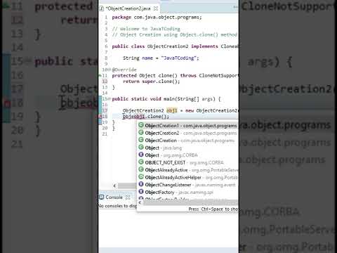Java Object Creation using clone() method #shorts #javatcoding #Java_Object_Creation