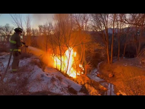 Colorado Springs Fire Department tackles grass fire at Pikes Peak and Academy