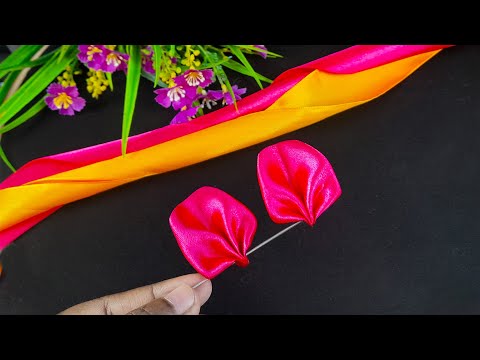 Amazing and Super Easy satin Ribbon Flower Making-How to Make Ribbon Flowers