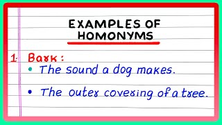 EXAMPLES OF HOMONYMS | 5 | FIVE EXAMPLES OF HOMONYMS | IN ENGLISH