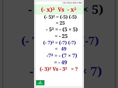 Negative whole square Vs Negative square #shorts #youtubeshorts #youtube #math #square #ytshort