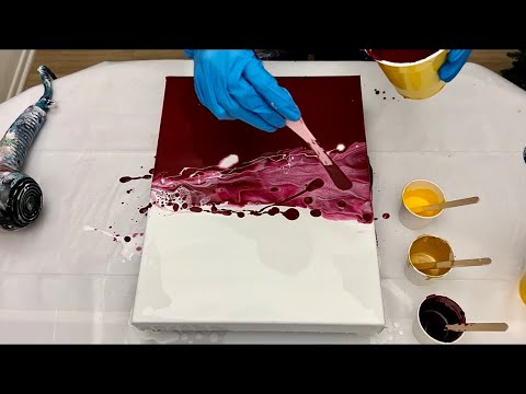 Beautiful Red Violet 🌹 Only Paint and Water 💦 2 Colors! Dutch Pour | Acrylic Pouring | Fluid Art