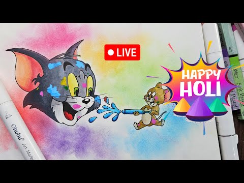 Happy Holi 😍🌈 Drawing Live