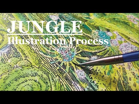 "Jungle" Dip Pen and Watercolor Illustration Process