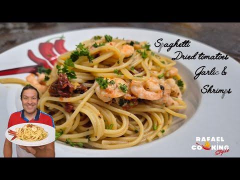 Delicious Spaghetti with shrimps & dried tomatoes