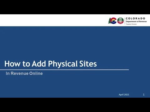 How to Add Physical Sites in Revenue Online