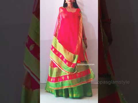 Convert Saree into long dress | #shorts