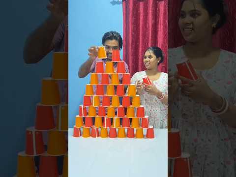 Make the big tower challenge ! Part2 #funny_local_game #familygames #funny #games #challenge #shorts