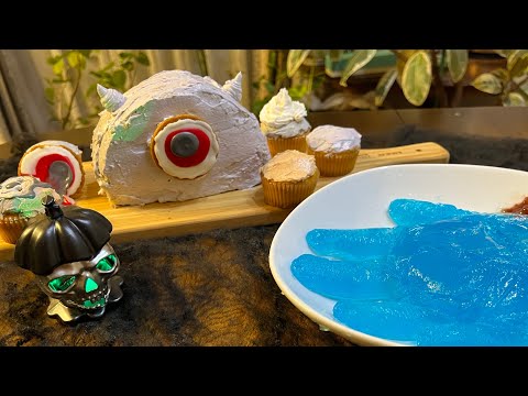 【簡単】ハロウィンお菓子！ 手形ゼリー/悪魔ハーフケーキ🎂😈/バタークリームカップケーキ🧁