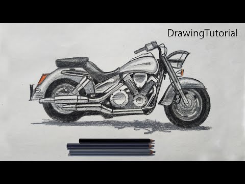 How to Draw Harley-Davidson Motorcycle Step by Step (Very Easy)