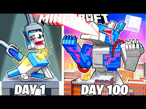 I Survived 100 Days as a ROBOT WOLF in Minecraft!