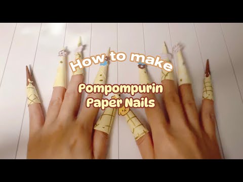 💅diy nails💅 Easy Pompompurin Paper Nails DIY | The ✨Popular✨Nails