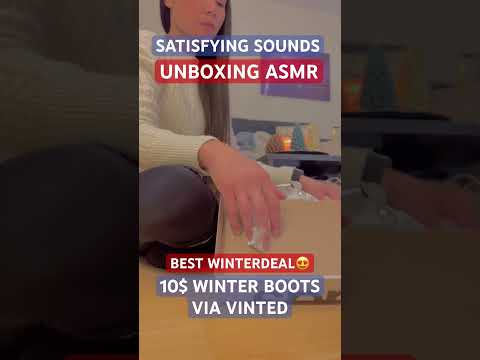 SATISFYING UNBOXING WINTER BOOTS #asmr #unboxing #shorts #shortsfeed