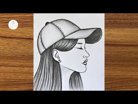 Beautiful girl with Cap drawing || Girl drawing easy step by step || Girl drawing for beginners