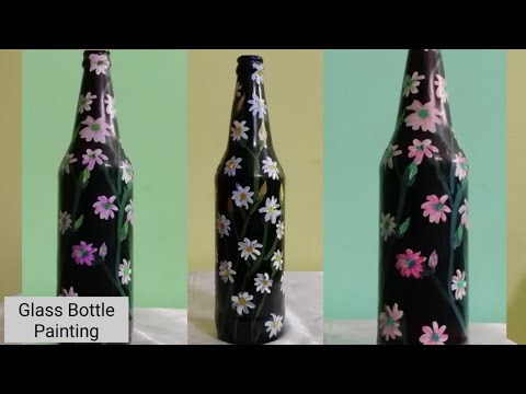 Glass Bottle Painting [DIY] Simple and Easy 🌻|| Wayanadan Recipe