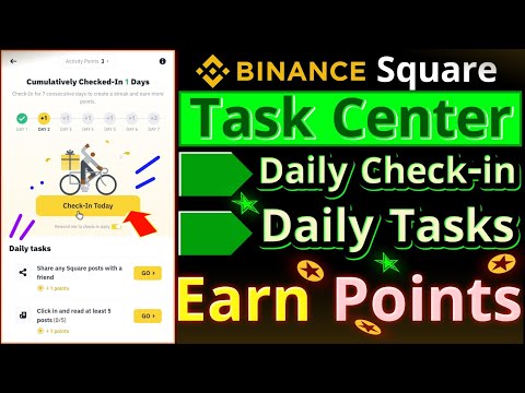 Binance Square Task Center || How to Complete Daily Tasks and Check-in || Earn Binance Points