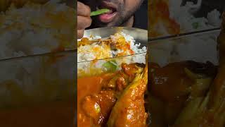 Eating spicy chicken curry with rice chicken legpiece so spicy food eating asmr