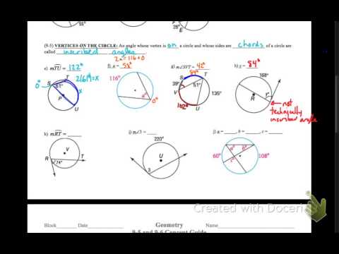 geometry 9-5 and 9-6 concept guide: the angles of circles