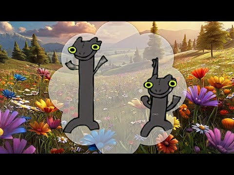 Toothless Dancing with His Baby in a Meadow with Flowers