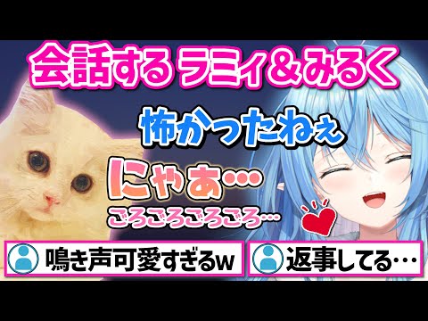 猫の可愛すぎる鳴き声でメロメロになるラミィ＆雪民さん【ホロライブ 切り抜き/雪花ラミィ】