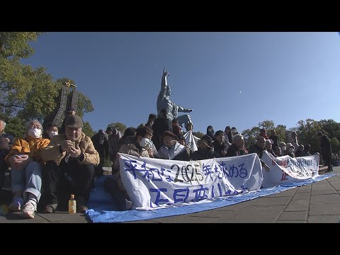 被爆80年「核のタブーをもっと強くする年に」長崎市の平和公園で正月座り込み