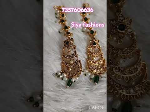 Gold look earings@siya fashions#7357606636#gold plated#jadau jewellery#necklace #earings#bangles 💞