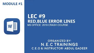 9-What are Red and Blue lines in ms word 2019 | NEC Trainings | MS-Word 2019