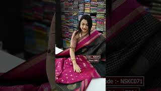 Price : 1599/- | Code:- NSKC071 | Semi Silk Kanjeevaram Checks Pattern With Contrast Border Saree