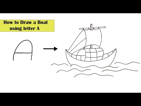 How to Draw a Boat using letter A l l Simple Drawing l l Step by Step easy drawing