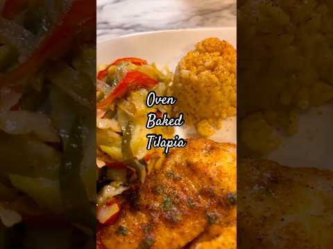 Tasty 😋 Oven Baked Tilapia Fillets ~Fried Cabbage ~ Seasoned Rice #food #foodshorts #tilapia #fypシ