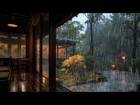 My fatigue disappears as the night rain falls in the garden | Rain Sounds For Sleeping, Rain ASMR